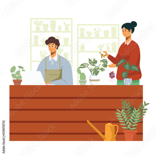 Small business owner at a plant shop