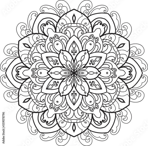 Mandala isolated on the white background.Decorative monochrome ethnic mandala pattern.