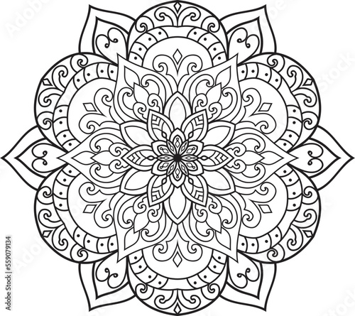 Mandala white background.Adult coloring page