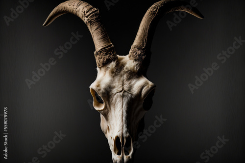 Goat remains a goat's skull against a dark background. Generative AI