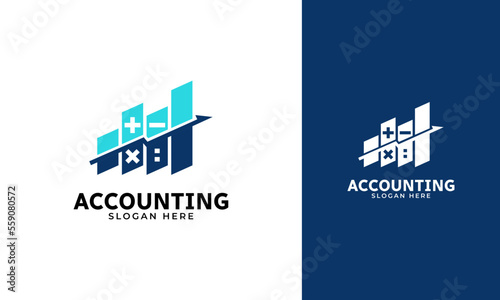 Accounting logo with calculator and statistics