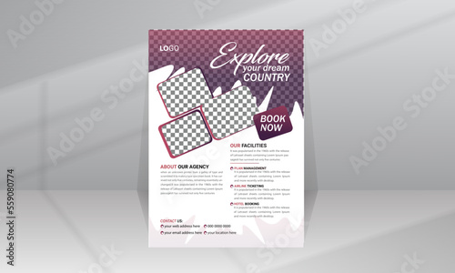 Colorful Brochure Travel Sale Poster or Flyer for Travel Agency Promotion With Photo