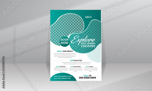 Colorful Brochure Travel Sale Poster or Flyer for Travel Agency Promotion With Photo