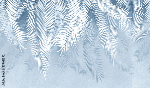 Wallpaper Mural blue tropical leaves texture wallpaper Torontodigital.ca
