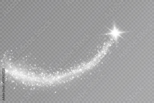 Light effect with glitter particles.Christmas dust.White sparks shine with special light.