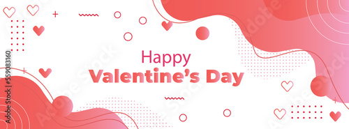 Colorful template banner in red and pink colors, valentine's day background