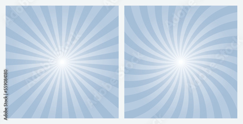 Light Steel Blue rays background. Sunburst pattern background set. Radial and swirl retro style background in pop art style. © cnh