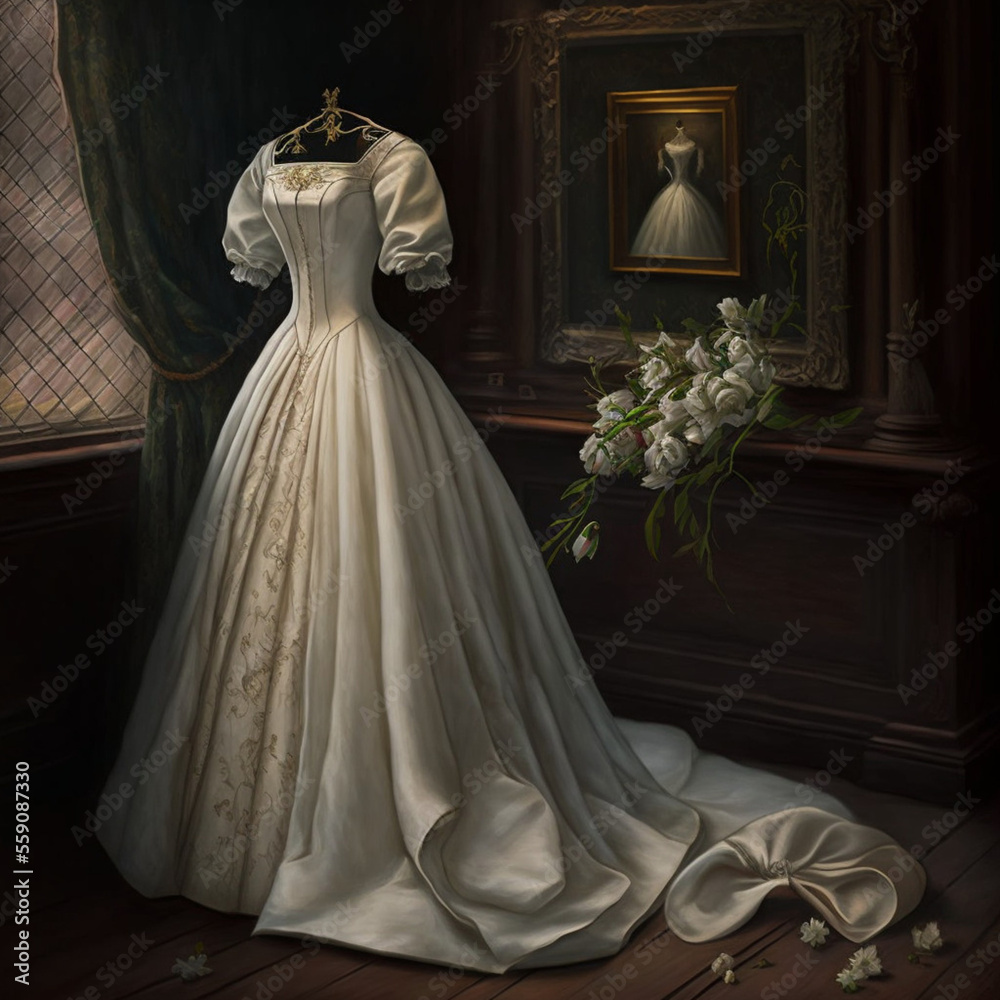 Wedding dress. Generative AI. Wedding dress. Generative AI.