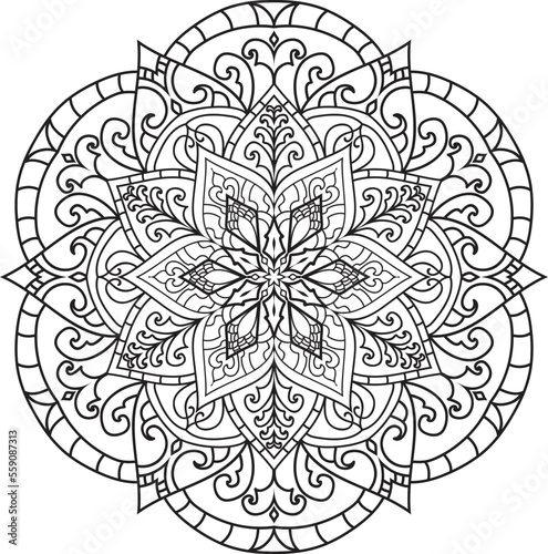 Mandala white background.Adult coloring page
