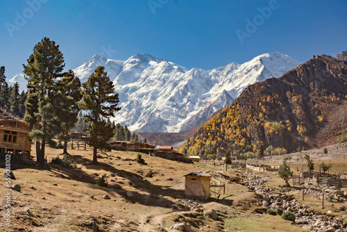 Beautiful view of Nanga Parbat mountain, picture taken on the way to Nanga Parbat Base Camp, Pakistan photo