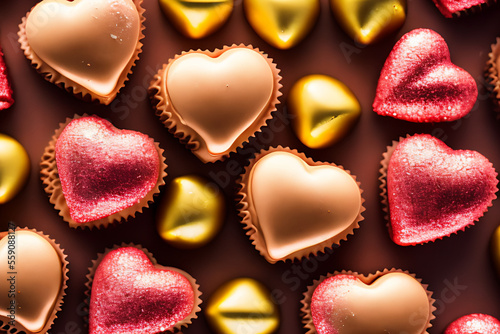 Obraz na płótnie Indulge in Love: Delicious Chocolates for a Sweet and Romantic Valentine's Day Treat Generative AI w salonie