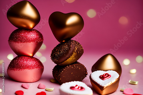 Obraz na płótnie Celebrate Your Love with These Irresistible Valentine's Day Chocolates Generative AI w salonie