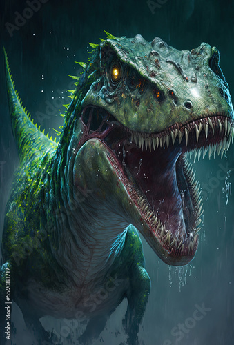 alien zombie tyrannosaurus rex dinosaur. Generative AI picture. © Ilona