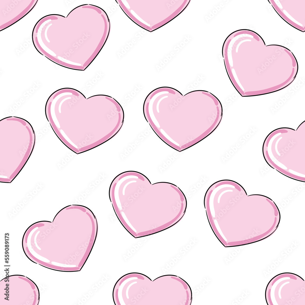 Abstract pink heart seamless pattern background. Hand drawn geometric heart isolated on white for card, invitation, scrapbook or holiday wrapping paper, textile fabric Abstract pink heart seamless pattern background. Hand drawn geometric heart isolated on white for card, invitation, scrapbook or holiday wrapping paper, textile fabric