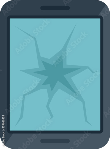 Tablet broken screen icon flat vector. Repair mobile. Computer service isolated