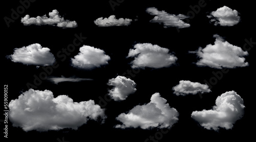 Fotografia Clouds set isolated on black background