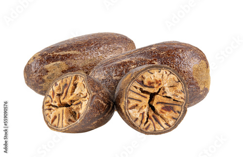 dry nutmeg on transparent png photo