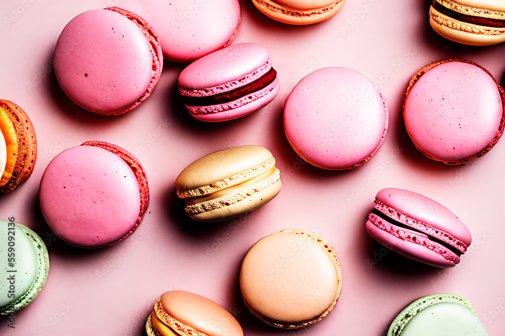 Indulge in Love: Delicious Pink and Chocolate Macarons for Valentine's Day Generative AI