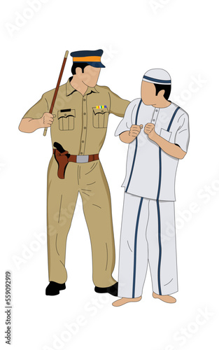 Indian police officer and prisoner 