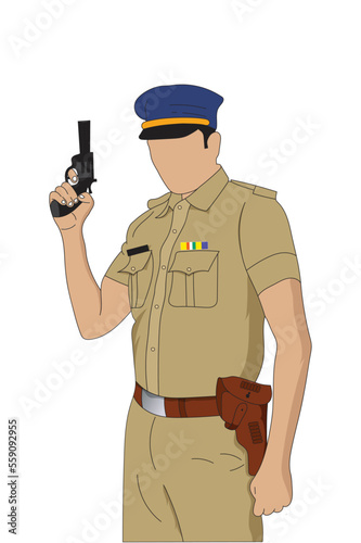 Indian police officer vector illustration. Indian policeman