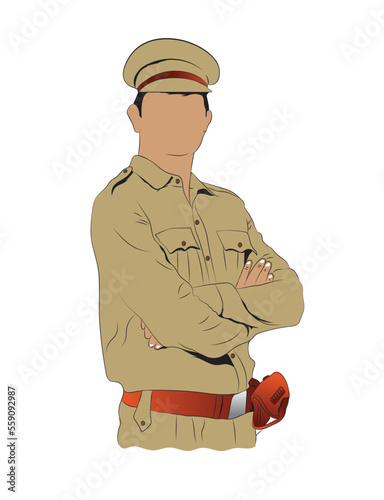 Indian police officer vector illustration. Indian policeman