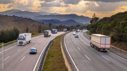 Highway traffic on European freeway AP7 Spain photo