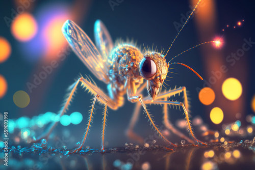 An extremely sharp and detailed portrait of mosquito macro. Generative AI. Detailed mosquito. Mosquito macro. © UIMEGA