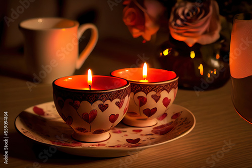 Tea Light Candles On Table For Romantic