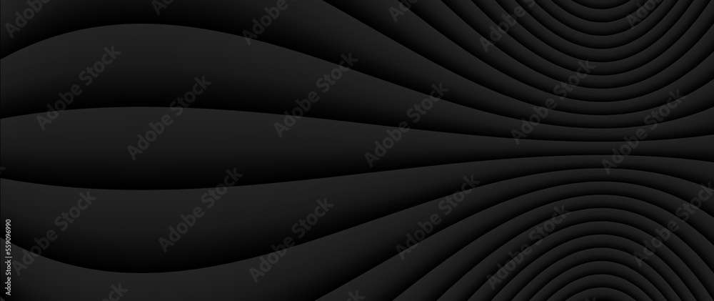 Fototapeta premium Black striped pattern background, 3d lines design, abstract symmetrical minimal dark gray background for business presentation