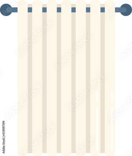 Bathtub shower curtain icon flat vector. Clean bath. Water towel isolated