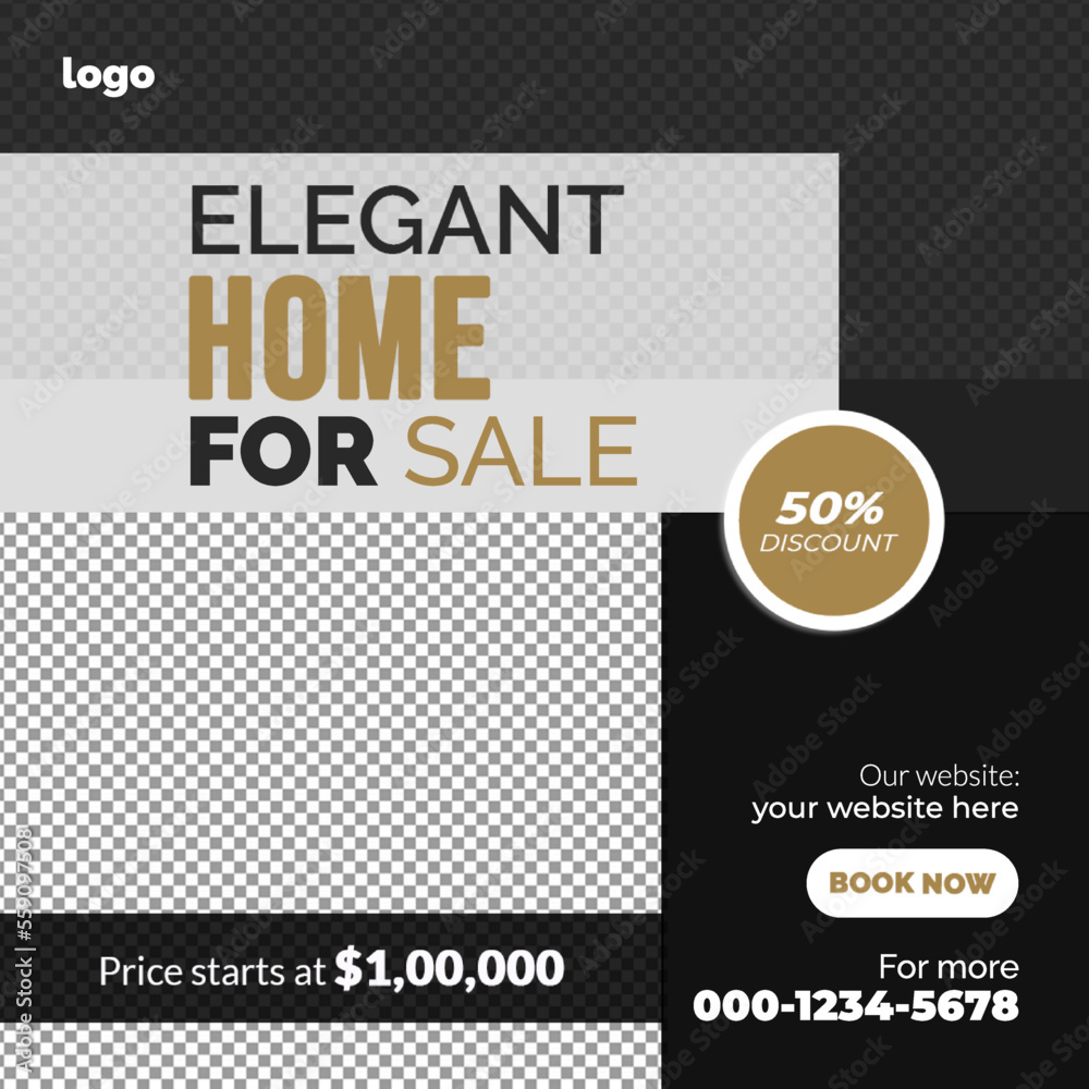 Fototapeta premium Real estate social media post bundle design, modern Real Estate social media post Template, Real estate social media post web banner template design,Real Estate Social Media Feed Template