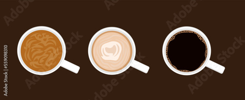 flat coffee cup group background 