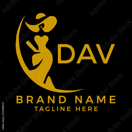 DAV fashion logo. DAV  Beauty fashion house. modeling dress jewelry. DAV fashion technology  Monogram logo design for entrepreneur and best business icon. 
