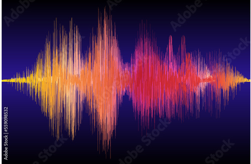 Image of multicolored sound waves. The concept of sound perception.