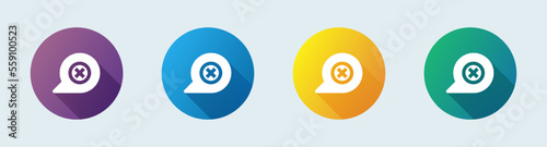 Failed chat solid icon in flat design style. Message signs vector illustration.