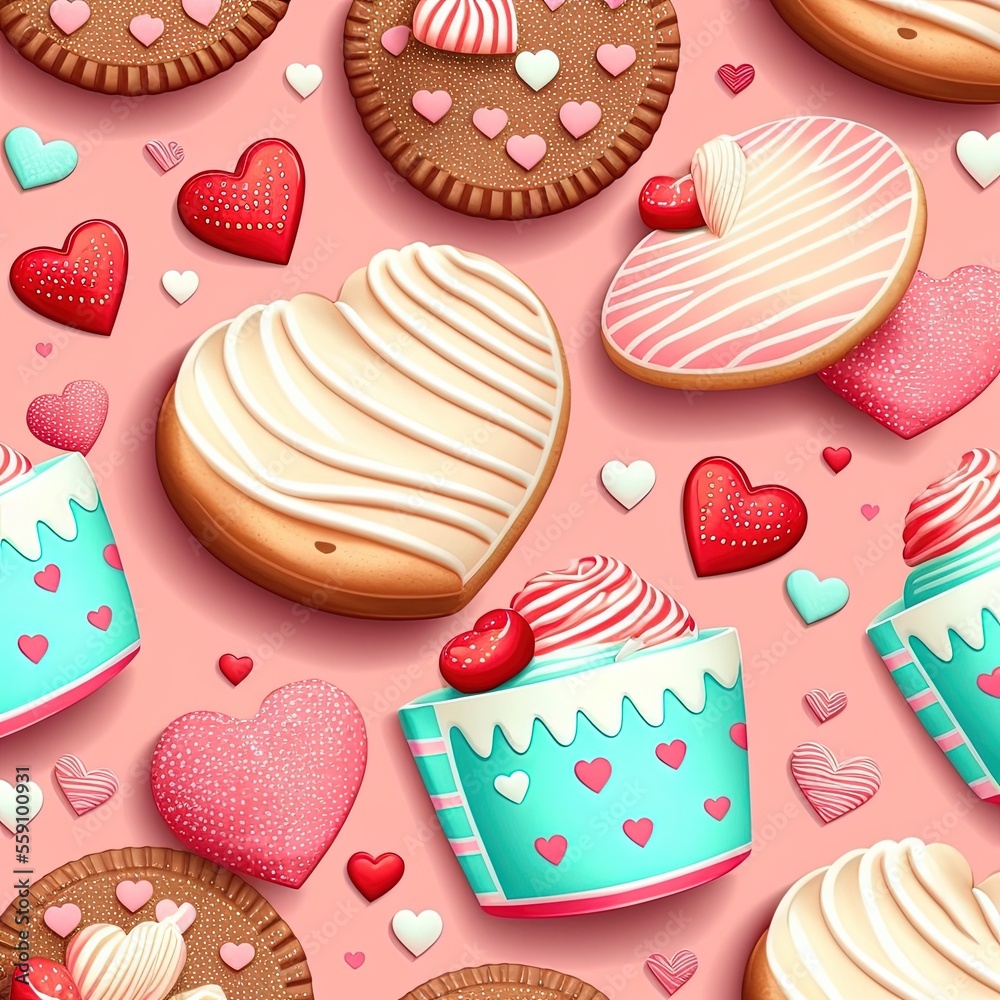 Valentine's day patterns graphic.Generative AI Valentine's day patterns graphic.Generative AI
