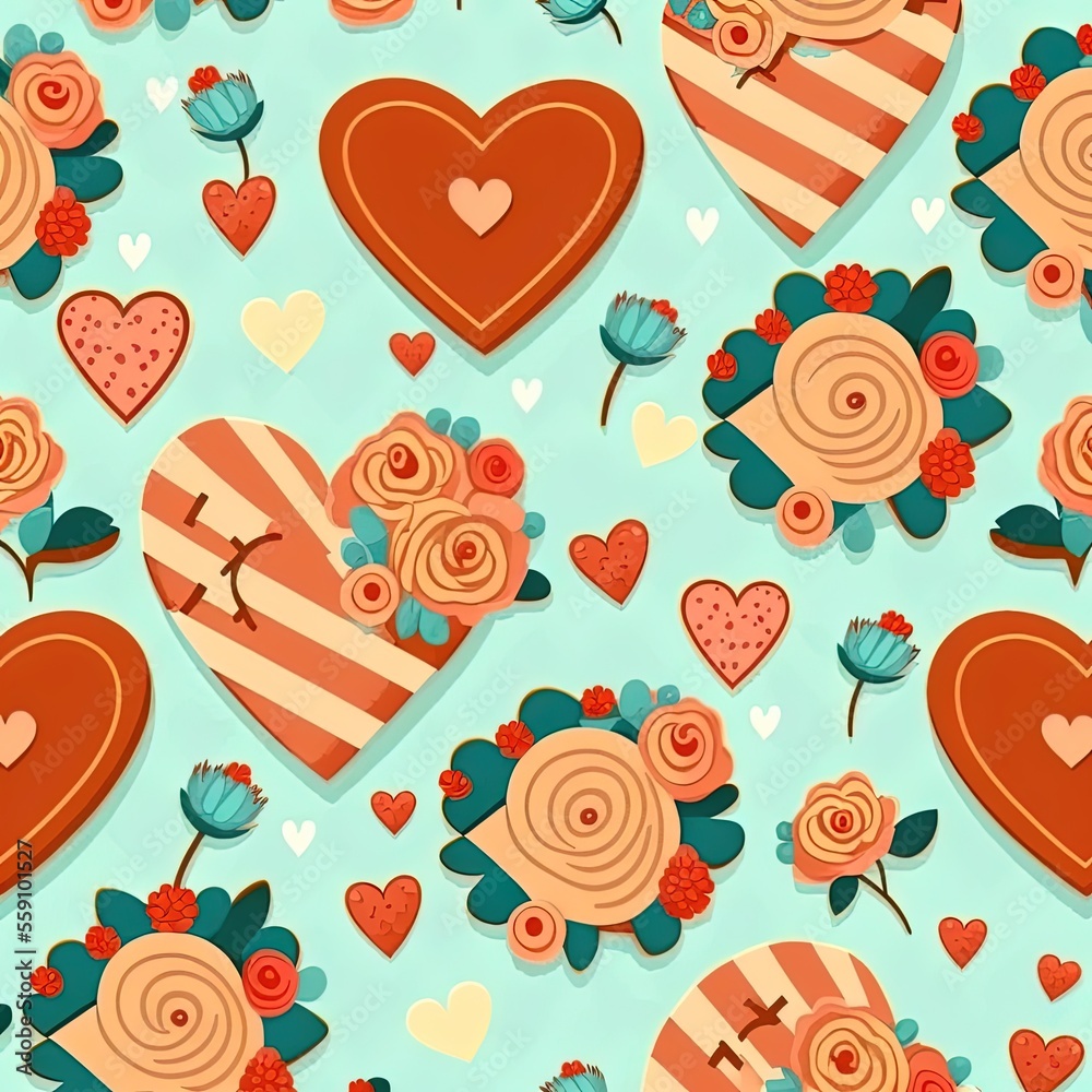 Fototapeta premium Valentine's day patterns graphic.Generative AI