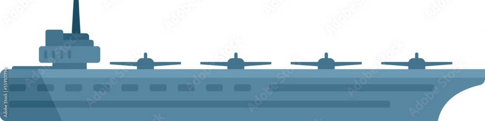 War aircraft carrier icon flat vector. Navy ship. Naval view isolated War aircraft carrier icon flat vector. Navy ship. Naval view isolated
