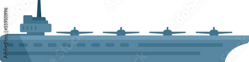War aircraft carrier icon flat vector. Navy ship. Naval view isolated