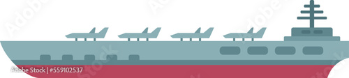 Plane aircraft carrier icon flat vector. Naval view. Jet sea isolated