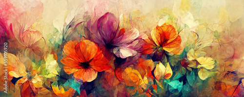 Obraz na płótnie Colorful flower illustration as background. Generative AI. w salonie