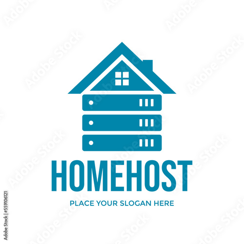 Home host vector logo template. This design use house symbol. Suitable for business, technology.