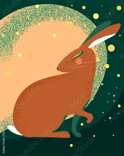 Card with dreaming rabbit