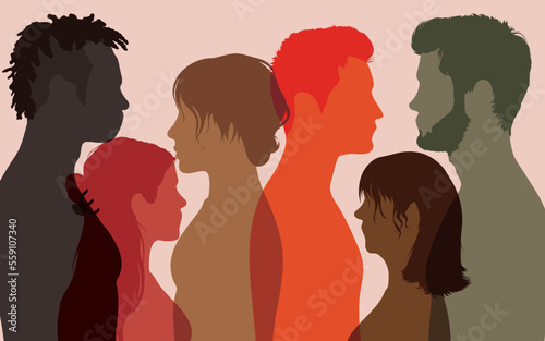 Multi-ethnic people's heads and faces. An overview of psychology and psychiatry. Patients under psychological treatment and psychological therapy. People who work in teams and are diverse. 