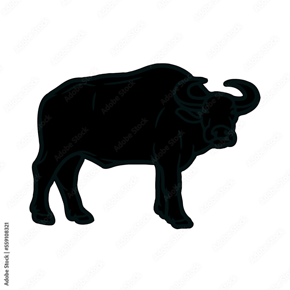 silhouette of buffalo with transparent background