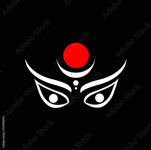 Lord Durga face vector icon. Lord Ambica eyes and tilak icon.