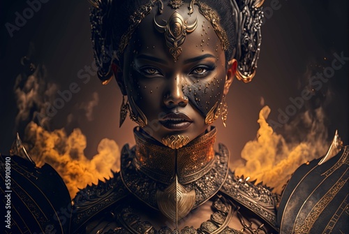Female Warrior. Generative AI, non-existent person.