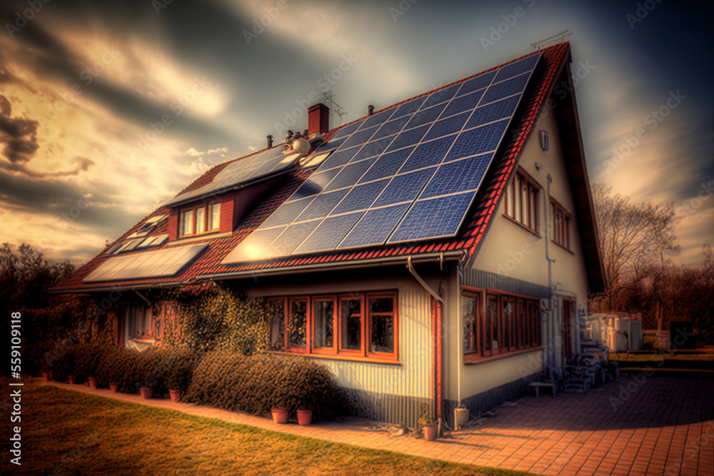 Solarpanele für erneuerbarer Energie auf dem Dach. Solarpanele für erneuerbarer Energie auf dem Dach.