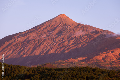 Close-up Sunset View of Mount Teide Peak from the North Side