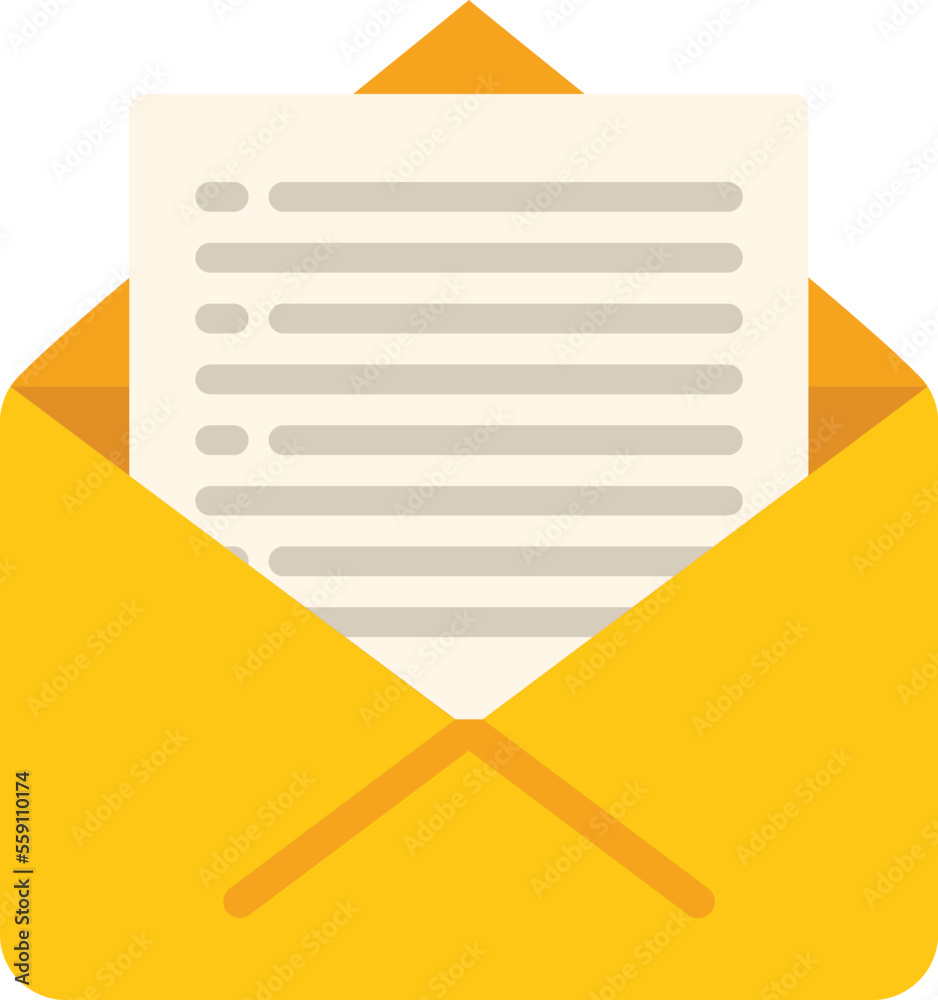 Mail report icon flat vector. Document paper. List task isolated Mail report icon flat vector. Document paper. List task isolated